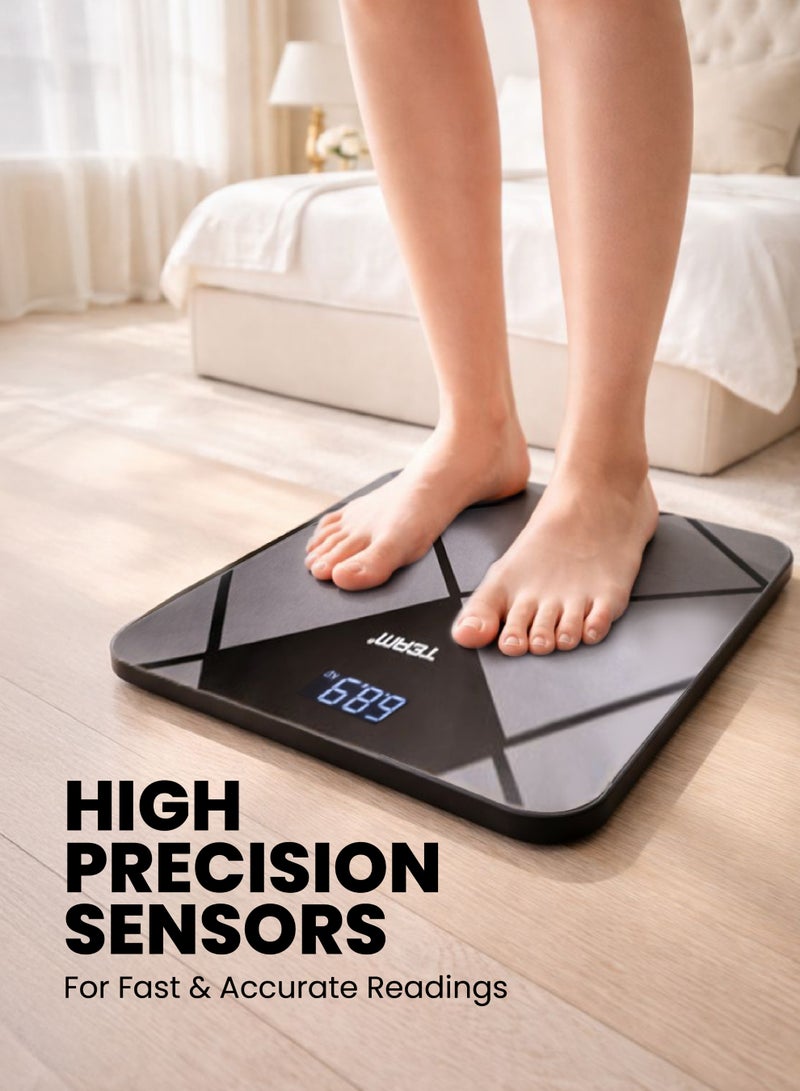 Team Digital Bathroom Scale | High Precision Weight Scale with LCD Display, Tempered Glass Platform, Auto On/Off, Slim Design – Up to 180kg Capacity - Image 2